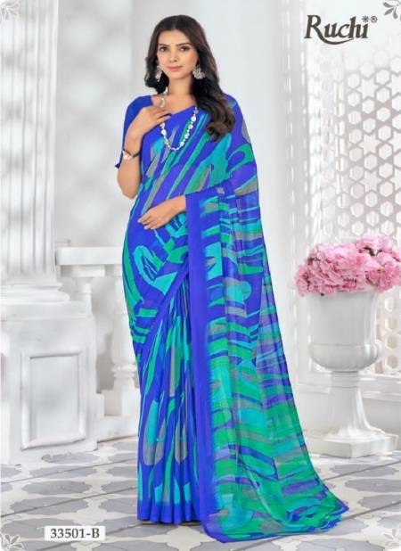 Blue Multi Colour Star Chiffon 159 By Ruchi Printed Daily Wear Sarees Orders In India 33501-B