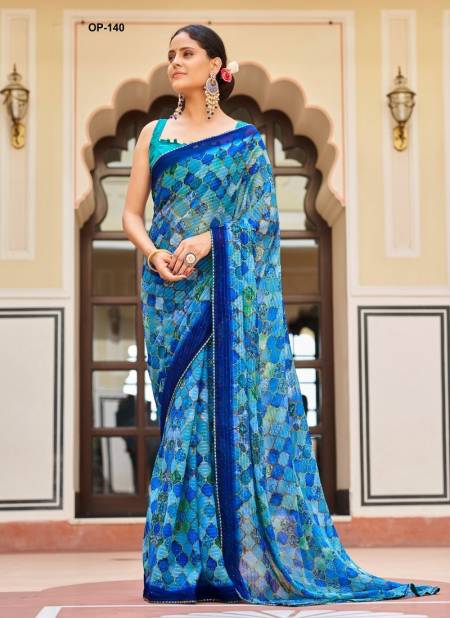 Blue Multi Laxminam Georgette Party Wear Sarees Wholesale Clothing Suppliers In India OP-140