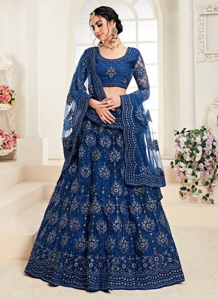Blue Alizeh Wedding Wear Soft Net with Silk Satin Designer Heavy Party Wear and Bridal Lehenga Choli 1004B Catalog