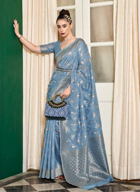 Blue Olivia Silk By Rajpath Designer Saree Catalog 128004