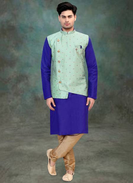 Blue Padma Creation Function Wear Modi Jacket Kurta Pajama Catalog 1175