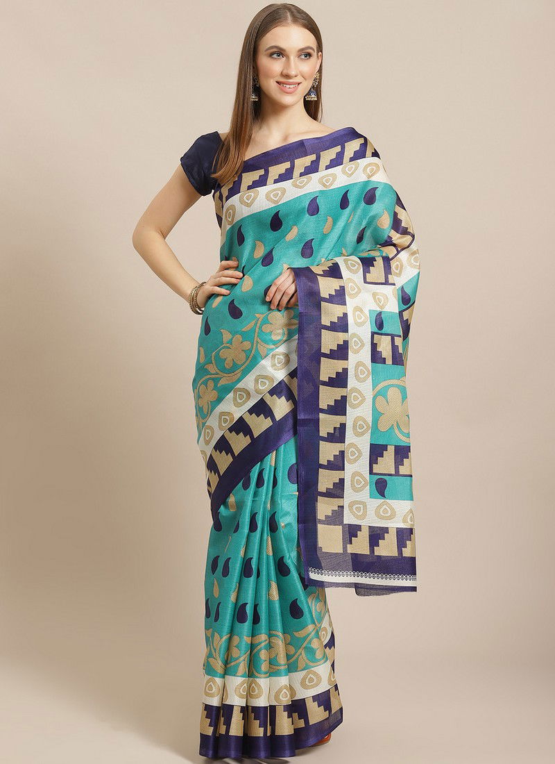 Blue Pinted Bhagalpuri Saree 43