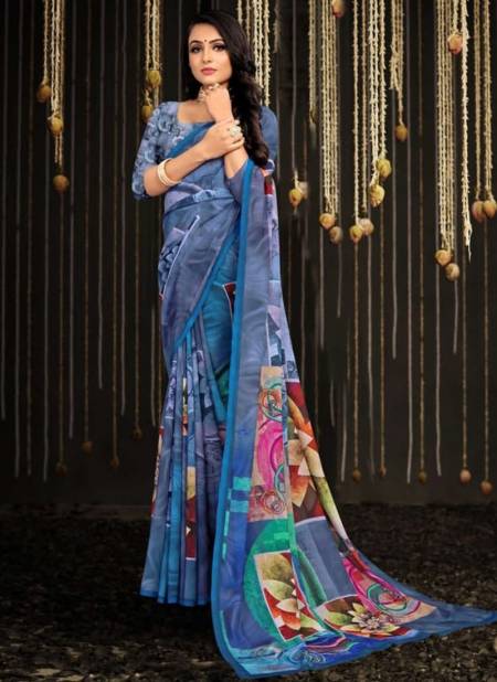 Blue Rupali Printed Wholesale Daily Wear Sarees 1004
