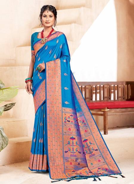 Blue Colour Shubhmangal By Sangam Wedding Saree Catalog 1005