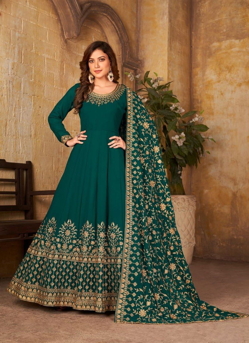 Bottle Green Colour Aanaya Vol 140 4001 To 4007 Gown Catalog 4001