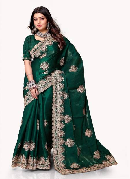 Bottle Green Colour Amyra 2211 To 2218 By Utsav Nari Heavy Coading Embroidery Crepe Silk Party Wear Saree Orders In India 2212
