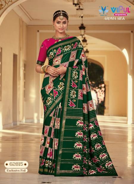 Bottle Green Colour Aroma Silk By Vipul Printed Saree Catalog 62815