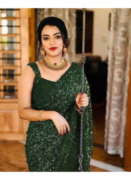 Bottle Green Colour BT 152 A To 152 H Party Wear Saree Catalog 152 B