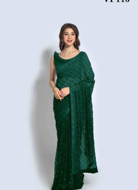 Bottle Green Colour Chokadi By Fashion Berry Party Wear Saree Catalog 115