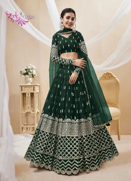 Bottle Green Colour Expression Vol 1 By Zeel Party Wear Lehenga Choli Catalog 308 Catalog