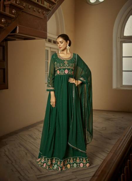 Bottle Green Colour Fiza By Fk Fashion 1041 To 1043 Gown Catalog 1043