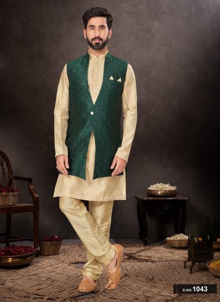 Bottle Green Colour GS Fashion Occasion Wear Mens Designer Modi Jacket Kurta Pajama Orders In India 1043