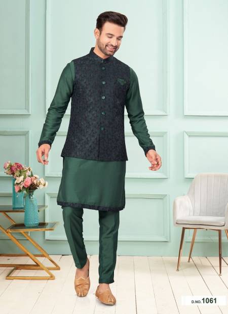 Bottle Green Colour GS Fashion Wedding Wear Mens Designer Modi Jacket Kurta Pajama Wholesale Online 1061