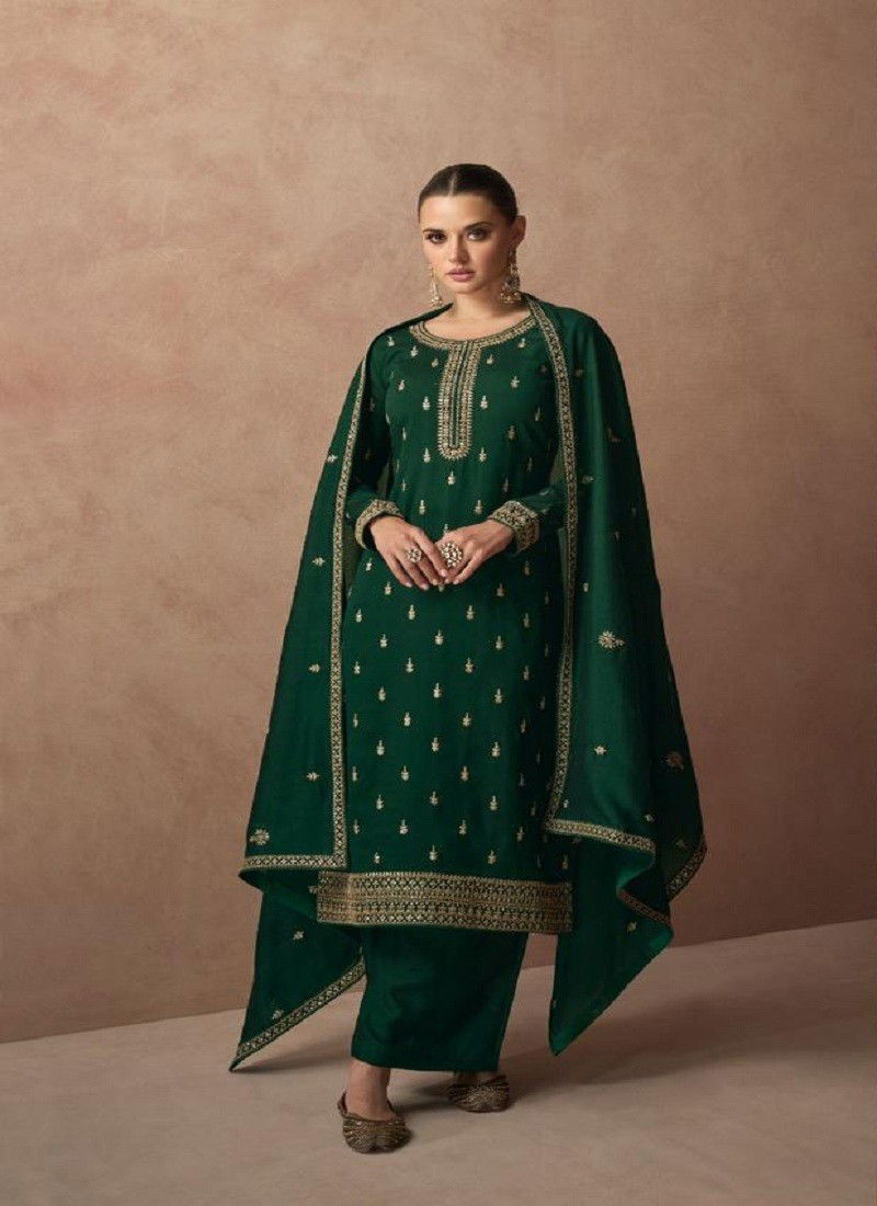 Bottle Green Colour Gulmohar By Aashirwad Designer Salwar Suits Catalog 9568