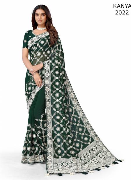 Bottle Green Colour Kanya By Fashion Lab Georgette Saree Catalog 2022
