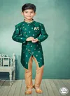 Bottle Green Colour Kids Indo Western Sherwani Catalog K 579