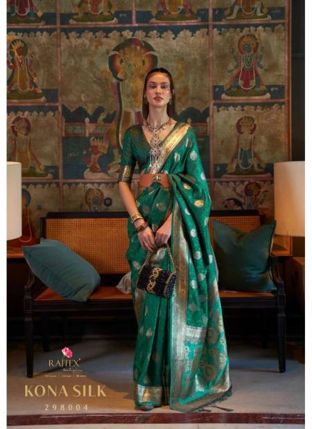 Bottle Green Colour Kona Silk By Rajtex Wedding Saree Catalog 298003