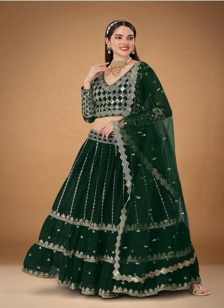 Bottle Green Colour Noor By Biva 20011 To 20020 Party Wear Lehenga Choli Catalog 20019