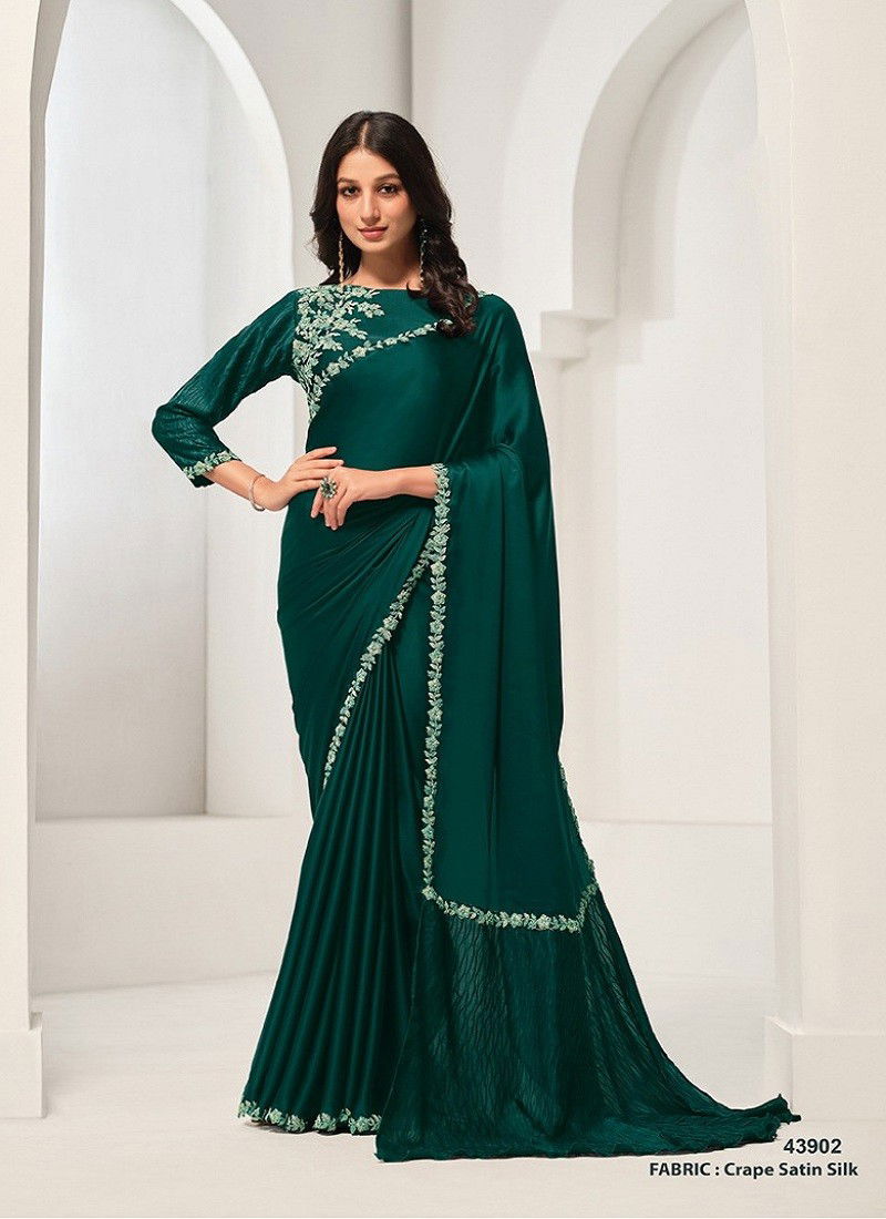 Bottle Green Colour Norita Saanjh By Mahotsav Designer Party Wear Saree Online Wholesale 43902