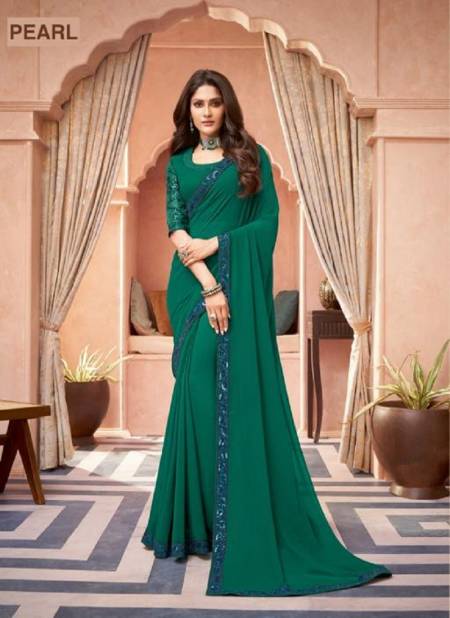 Bottle Green Colour Pearl By TFH Designer Saree Catalog 8210