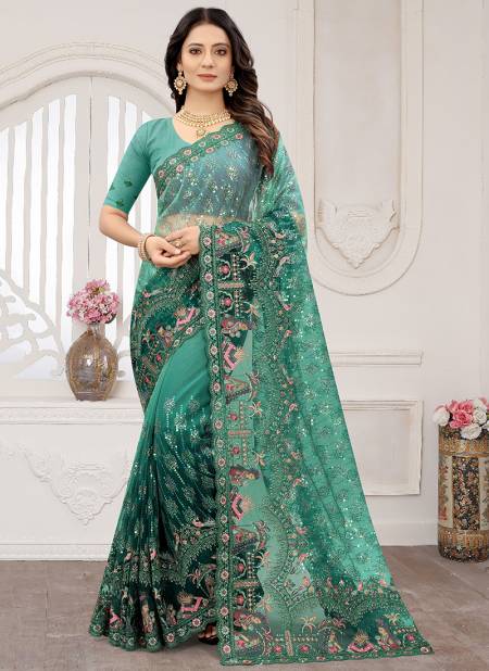 Bottle Green Colour Perfect Glow Nari Fashion Colors Wedding Sarees Catalog 6834