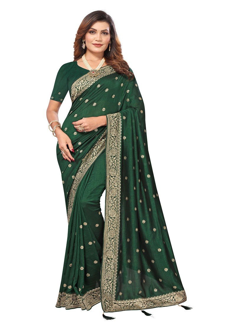 Bottle Green Colour Sahitya By Utsav Nari Vichitra Blooming Embroidery Wedding Saree Wholesalers In Delhi 2347