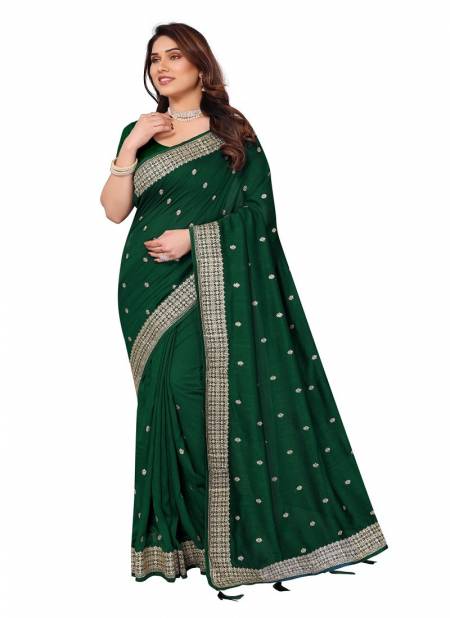 Bottle Green Colour Saina By Utsav Nari Vichitra Blooming Jari Embroidery Wedding Sarees Exporters In India 2337