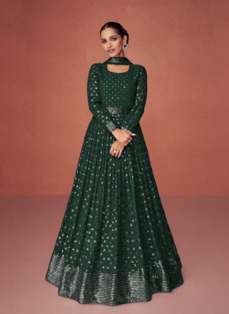 Bottle Green Colour Season Diamond By Aashirwad Colors Gown Catalog 9498