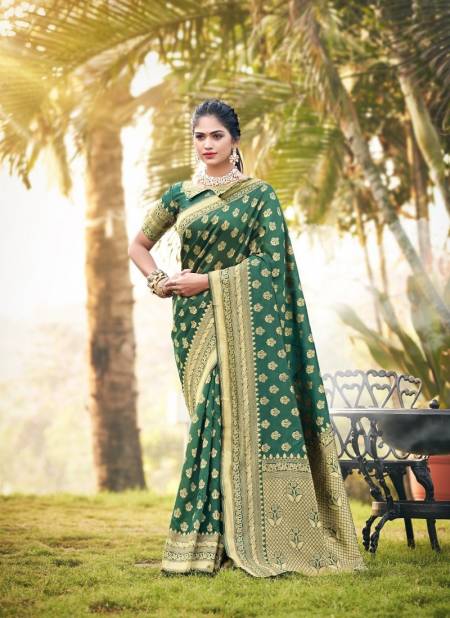 Bottle Green Colour Shaz By The Fabrica 16001 To 16006 Silk Saree Catalog 16001