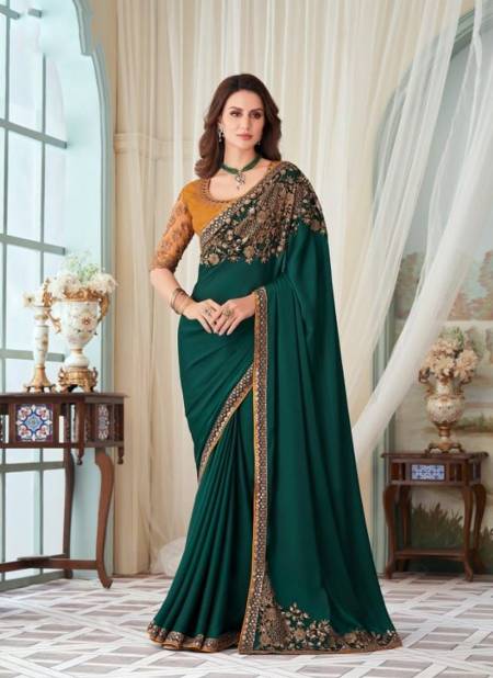 Bottle Green Colour Silver Screen Vol 17 By TFH Party Wear Sarees Catalog 27017