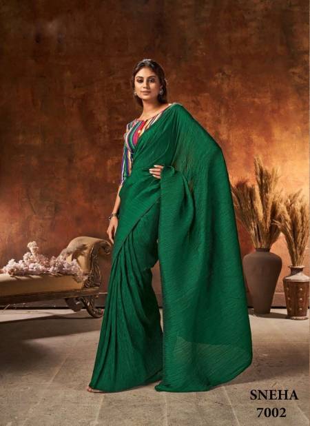 Bottle Green Colour Sneha By Fashion Lab Georgette Saree Catalog 7002