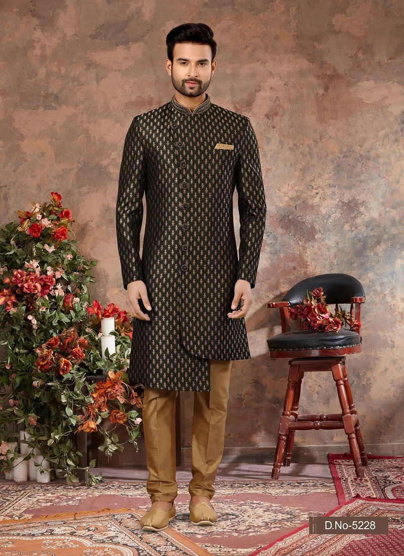 Bottle Green Colour Vol 11 Occasion Wear Mens Indo Western Orders In India 5228