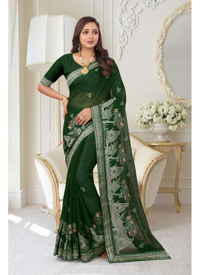 Bottle Green Sangrita By Nari Fashion Party Wear Saree Catalog 7098