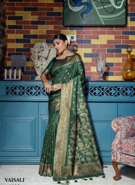 Bottle Green Vaishali By Fashion Lab Silk Saree Catalog 1103