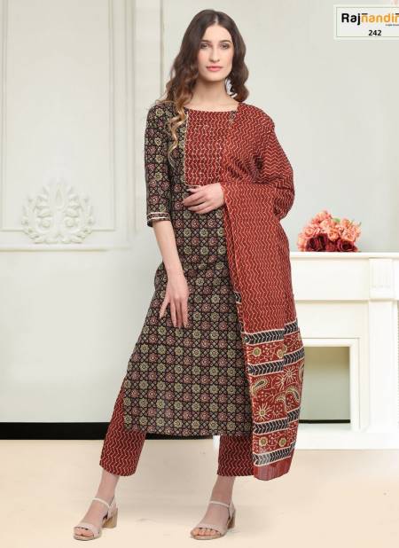 Brown And Black Colour Sophia By Rajnandini Readymade Salwar Suit Catalog 242