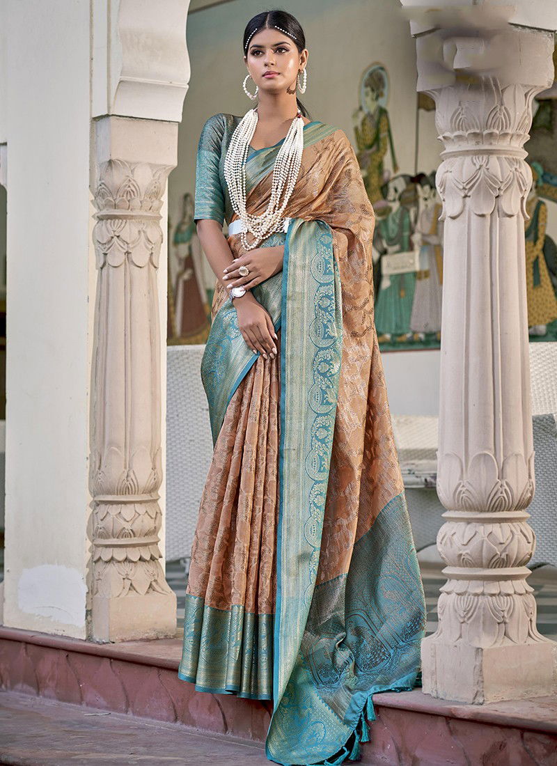 Brown And Blue BK 8725 Wedding Wear Wholesale Silk Sarees 10004.jpg