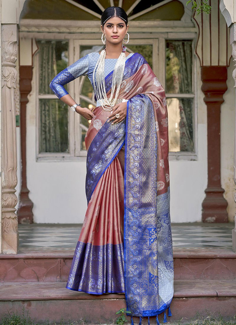 Brown And Blue Colour BK 8725 Wedding Wear Wholesale Silk Sarees 10002.jpg