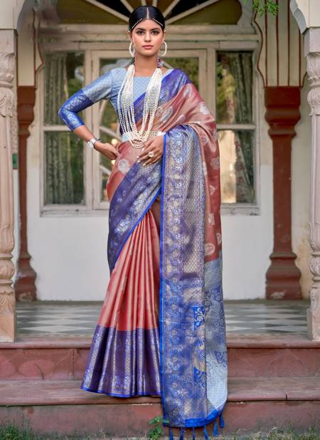 Brown And Blue Sanoja The Fabrica Wedding Wear Wholesale Silk Sarees Catalog 10002