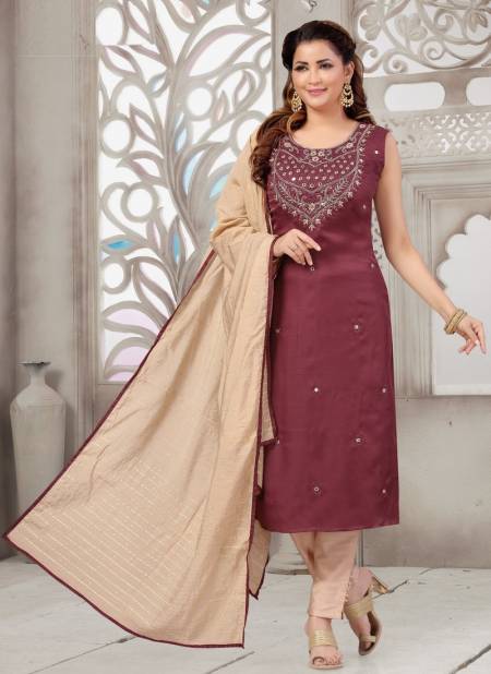 Brown And Cream Colour Ikaaya Wholesale Designer Salwar Suits Catalog 817 A