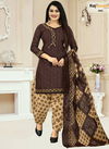 Brown And Peach Colour Anamika Cotton Dress Material Catalog 4082
