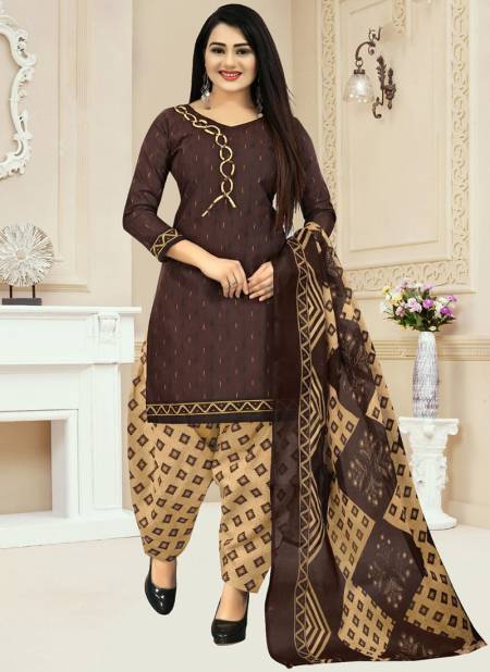 Brown And Peach Colour Rajnandini Daily Wear Wholesale Cotton Dress Material 4082