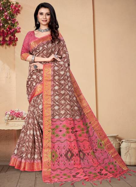 Brown And Pink Colour Sahoo Silk Vol 1 Designer Wholesale Silk Sarees Catalog 104