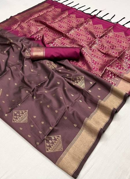 Brown And Rani Colour Kraft Silk By Rajtex Soft Silk Designer Saree Catalog 347007