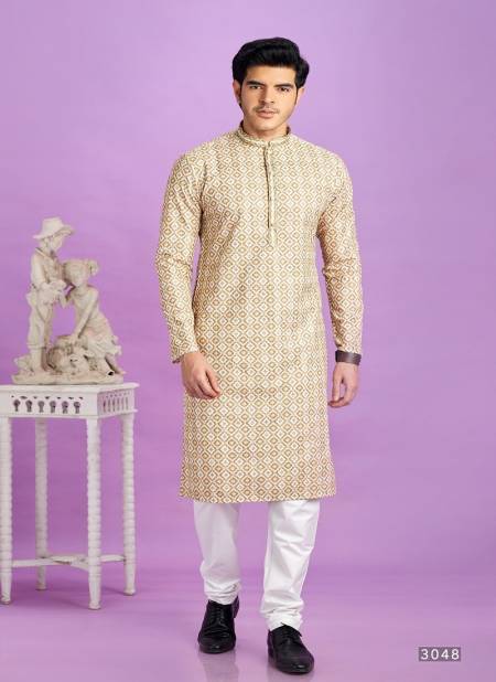 Brown And White Colour Occasion Mens Wear Pintux Stright Kurta Pajama Wholesale Exporters In India 3048
