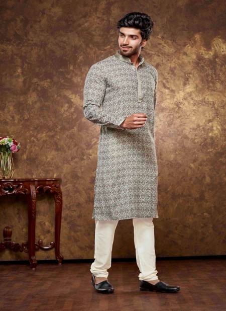 Brown And White Multi Colour 1631 Function Mens Wear Poly Cotton Digital Printed Kurta Pajama Exporters In India 1631-9