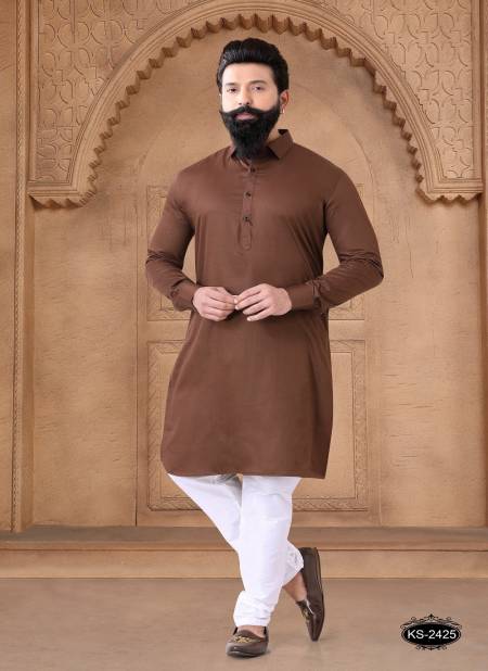 Brown Colour 1632 Wedding Mens Wear Stright Kurta Pajama Wholesale Shop In Surat 1632-KS 2425