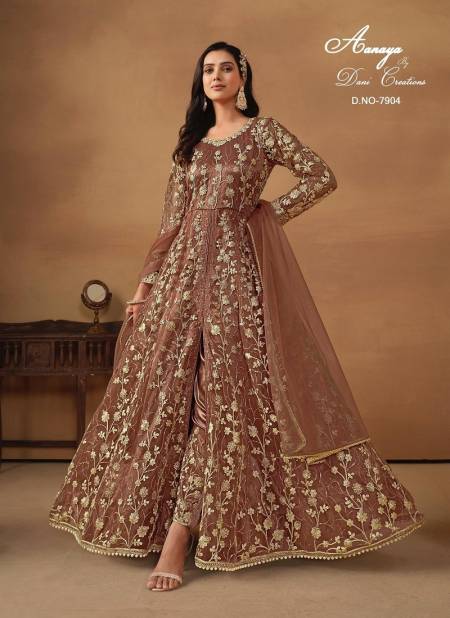 Brown Colour Aanaya Vol 179 By Dani Creations Designer Satin Net Salwar suit Wholesale Online 7904