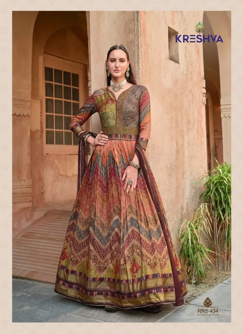 Brown Colour Ada By Kreshva Smooth Silk Reception wear Gown Orders In India RRS 434