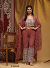 Brown Colour Amoha C2055 A To C Georgette Readymade Suits Wholesale In India C2055 B