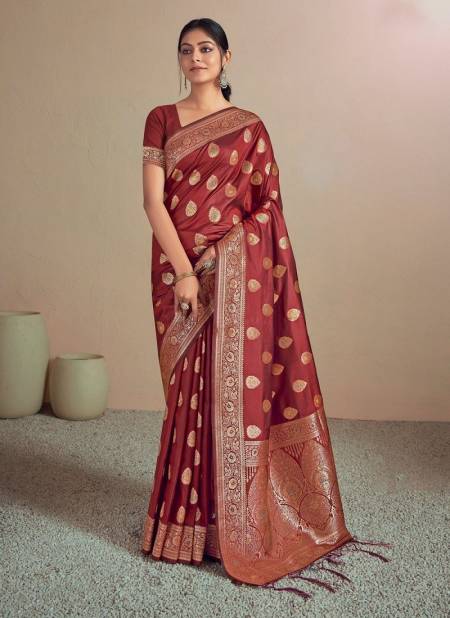 Brown Colour Butterfly By Bunawat Silk Wedding Sarees Wholesale in Delhi 1001